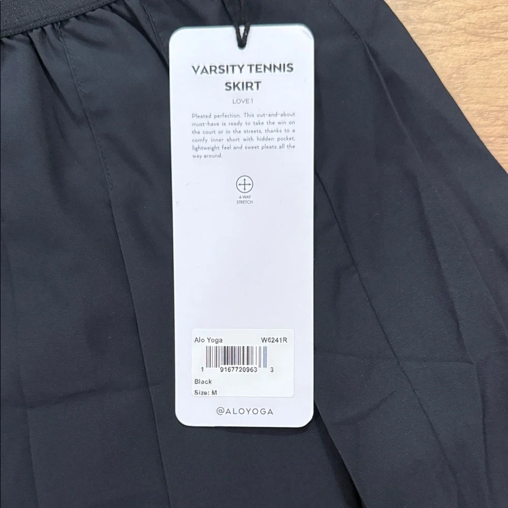 ALO Yoga Black Varsity Tennis Skirt